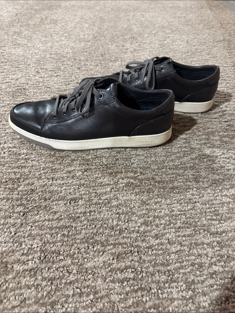 Cole Haan Black Leather Low-Top Sneakers with White Sole